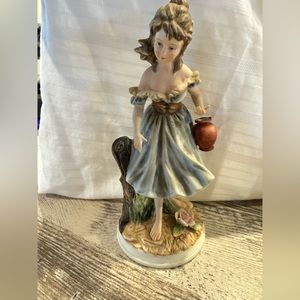 ANDREA BY SADEK Peasant Girl Figurine #7979 - Porcelain 7-1/2" Tall - Pre-Owned